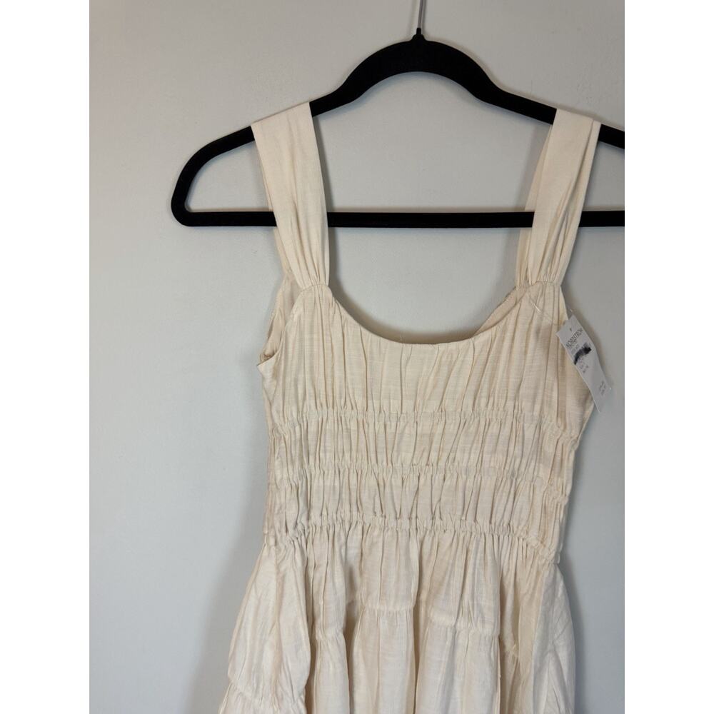 Anthropologie Paige Arpreggio Smocked Linen midi dress Cream size 4 NWT $279 - Picture 15 of 15